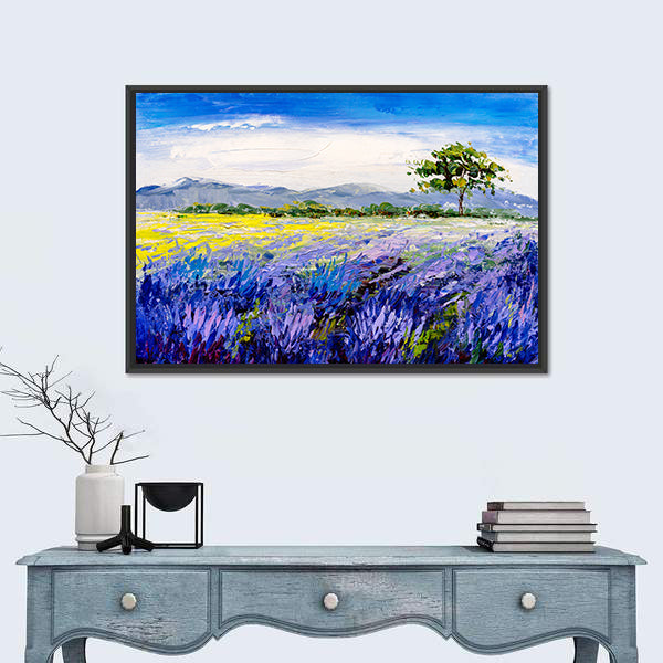 Lavender Field with Lone Tree Canvas Wall Art