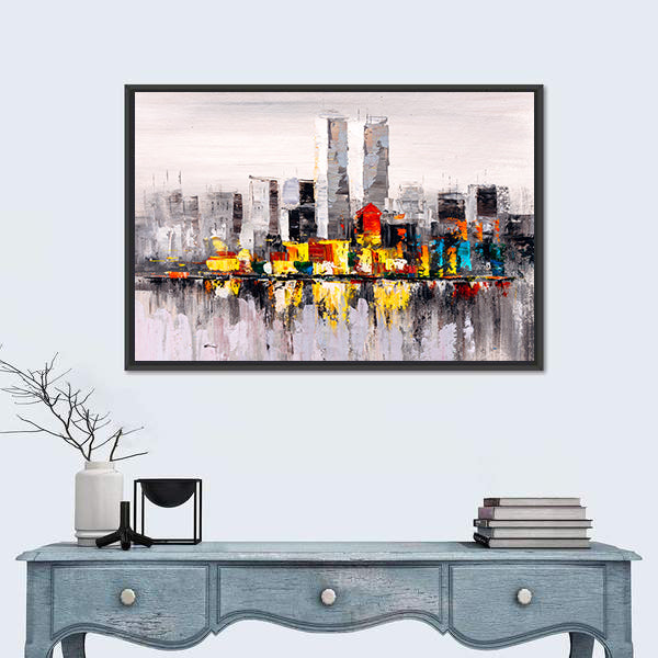 Abstract New York City Skyline with Reflection Canvas Wall Art