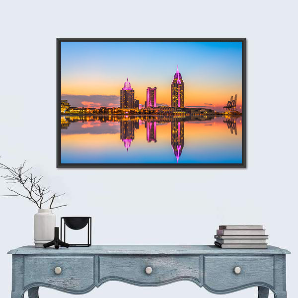 Alabama Downtown Skyline at Dusk Canvas Wall Art