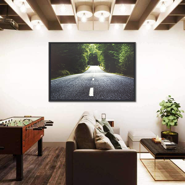 Summer Country Road Through Forest Canvas Wall Art