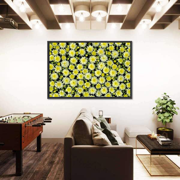 Yellow and White Chrysanthemums Canvas Wall Art