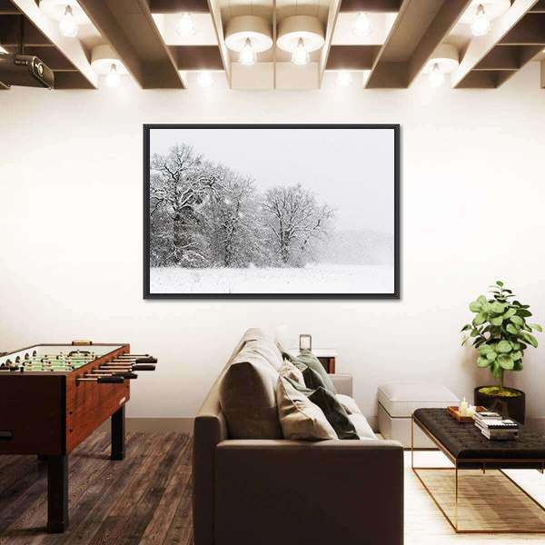 Minimalist Snowy Trees Canvas Wall Art