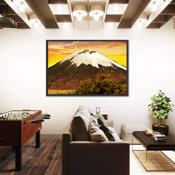 Volcano Parinacota At Sunset In Chile Canvas Wall Art