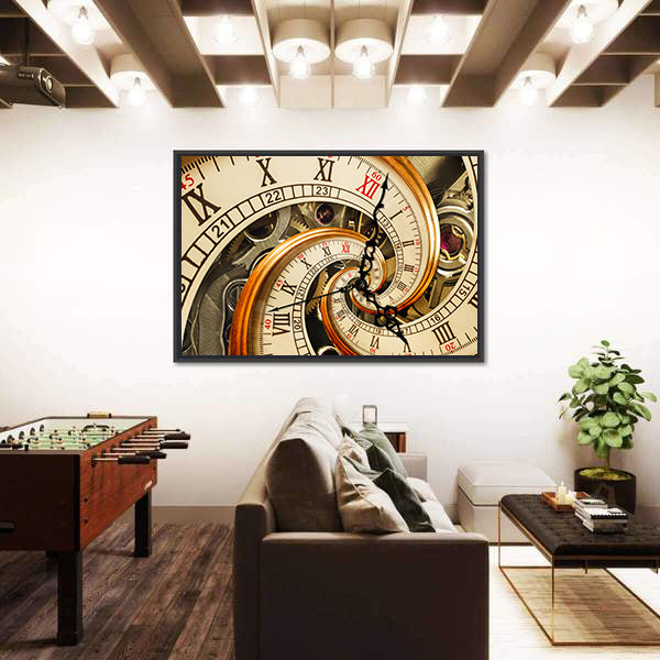 Surreal Antique Old Clock Abstract Canvas Wall Art