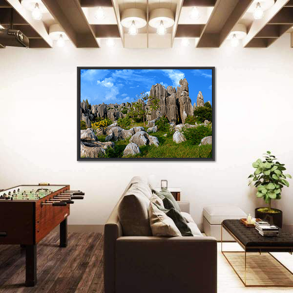 Stone Forest In Yunnan China Canvas Wall Art