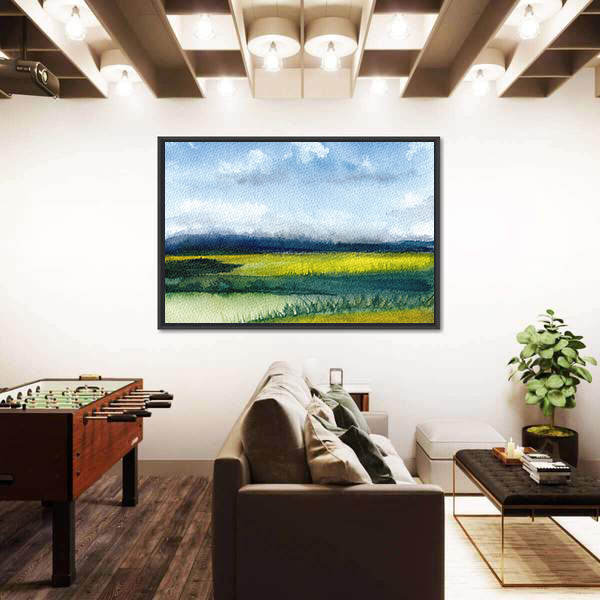 Hand-drawn Fields Watercolor Canvas Wall Art