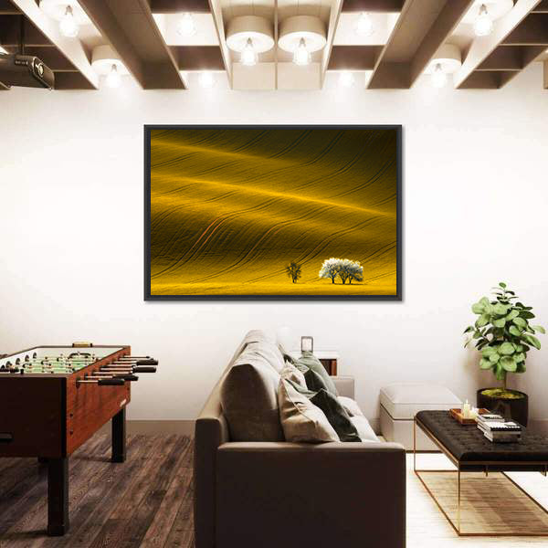 Spring Wavy Yellow Rapeseed Field Canvas Wall Art