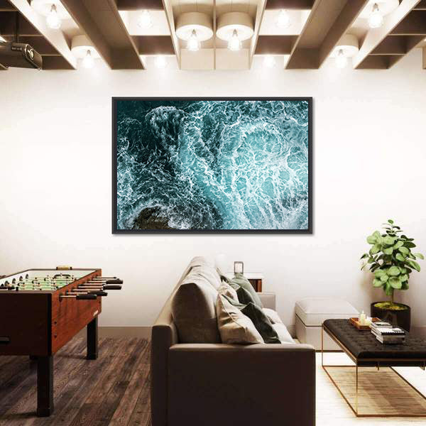 Waves In Blue Ocean Canvas Wall Art