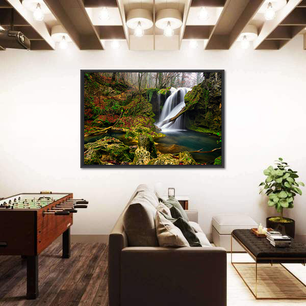 Waterfall In The Forest Canvas Wall Art