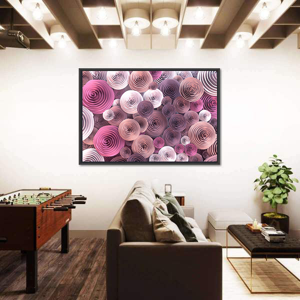 Quilled Paper Roses Abstract Canvas Wall Art