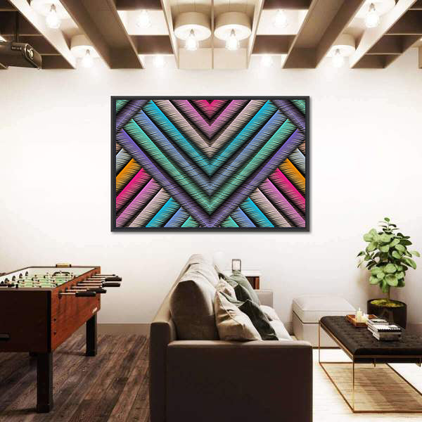 3d Striped Embroidery Chevron Canvas Wall Art