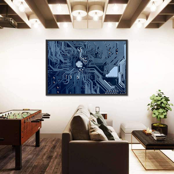 Blue Circuit Board Canvas Wall Art