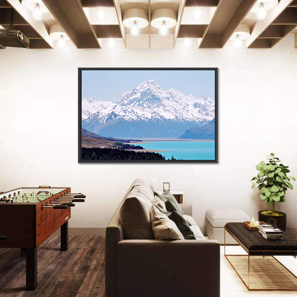 Mount Cook Over Turquoise Lake Pukaki Canvas Wall Art