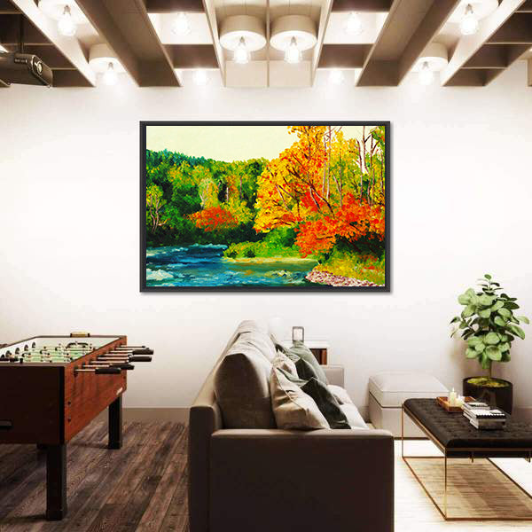 Maple River in Autumn Canvas Wall Art