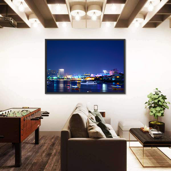 Night View Of The Pattaya City In Thailand Canvas Wall Art