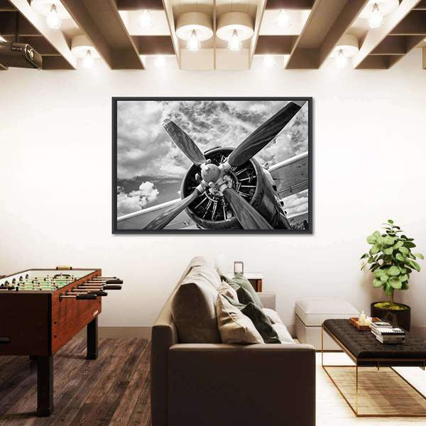 Vintage Airplane Propeller Close-up Canvas Wall Art