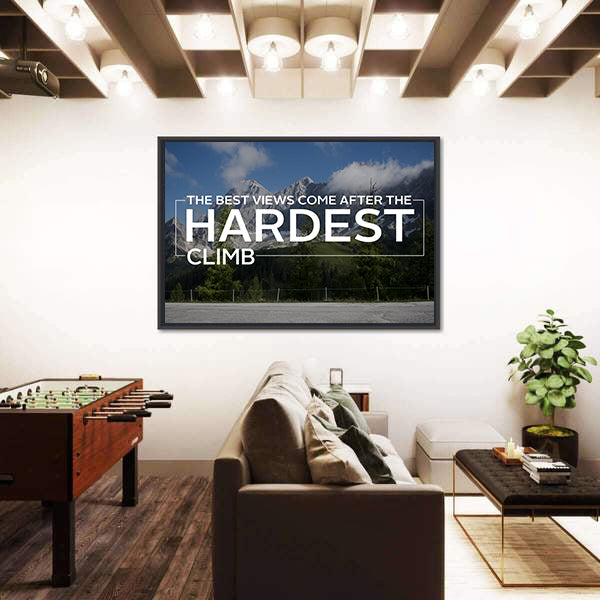 Workout Quote Over Alpine Mountain Road Canvas Wall Art