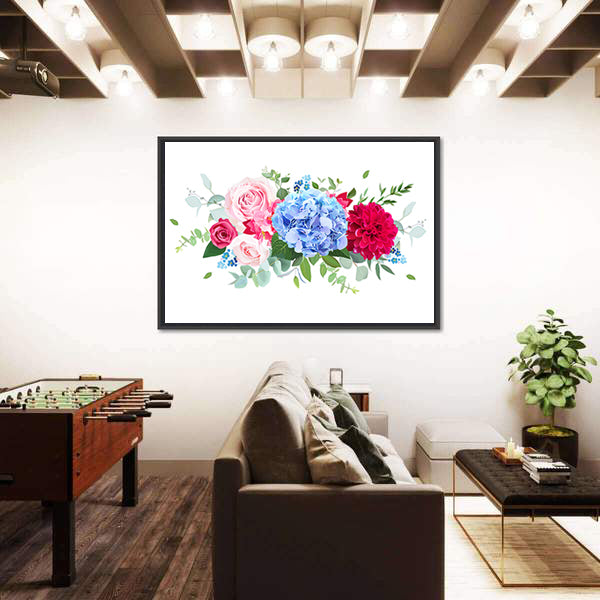 Summer Wedding Floral Bouquet Canvas Wall Art