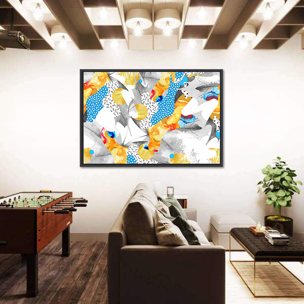 Watercolor Fluid Shapes with Polka Dots Canvas Wall Art