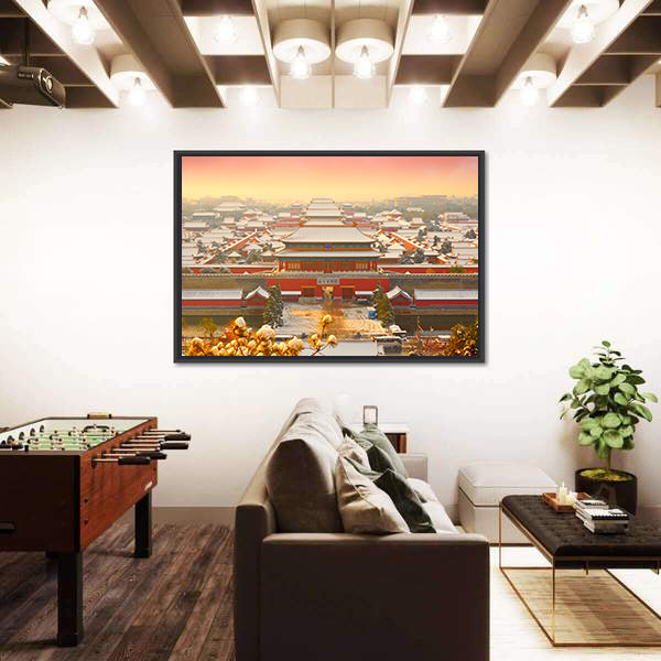 Forbidden City Snow at Sunset Canvas Wall Art