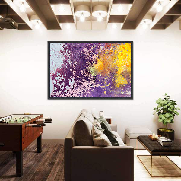 Purple and Yellow Abstract Texture Canvas Wall Art