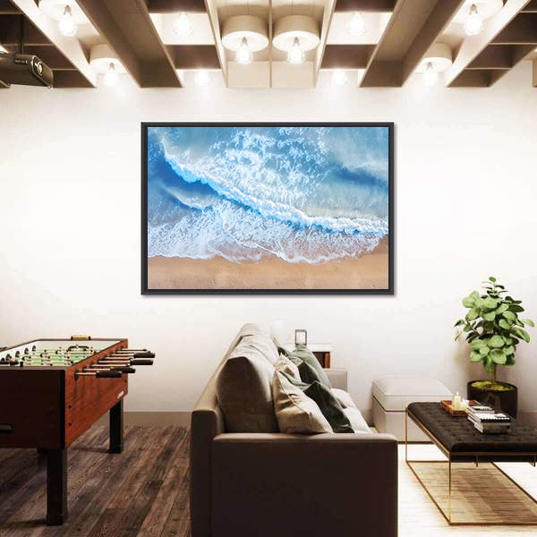 Beach And Waves From Top Canvas Wall Art