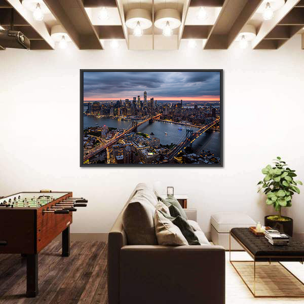 New York City at Night Canvas Wall Art