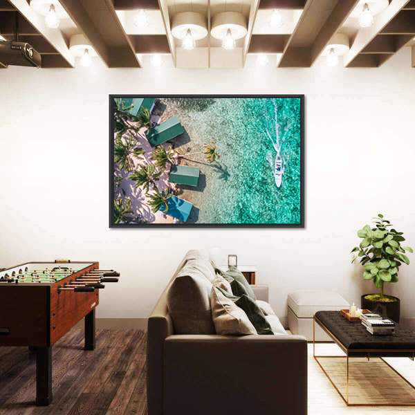 Aerial View of Tropical Island Coast Canvas Wall Art