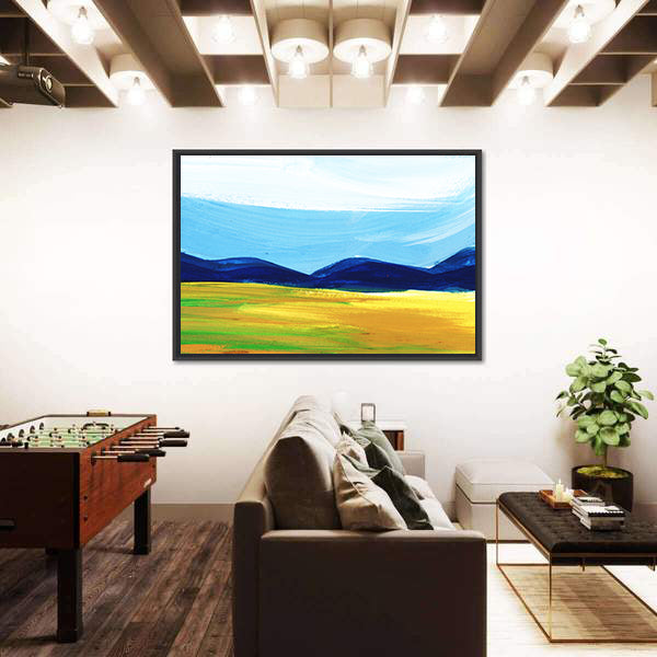 Scenic Mountains Field Artwork Canvas Wall Art
