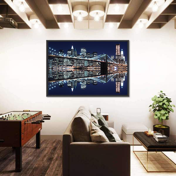 Brooklyn Bridge and Manhattan Skyline Reflection Canvas Wall Art