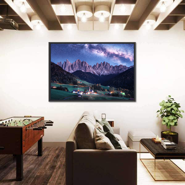 Santa Maddalena And Milky Way In Italy Canvas Wall Art