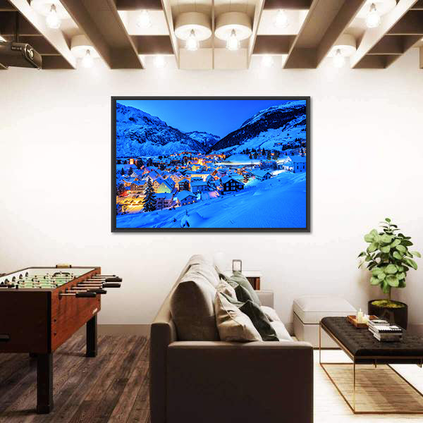 Andermatt Village In Swiss Alps Mountains Canvas Wall Art