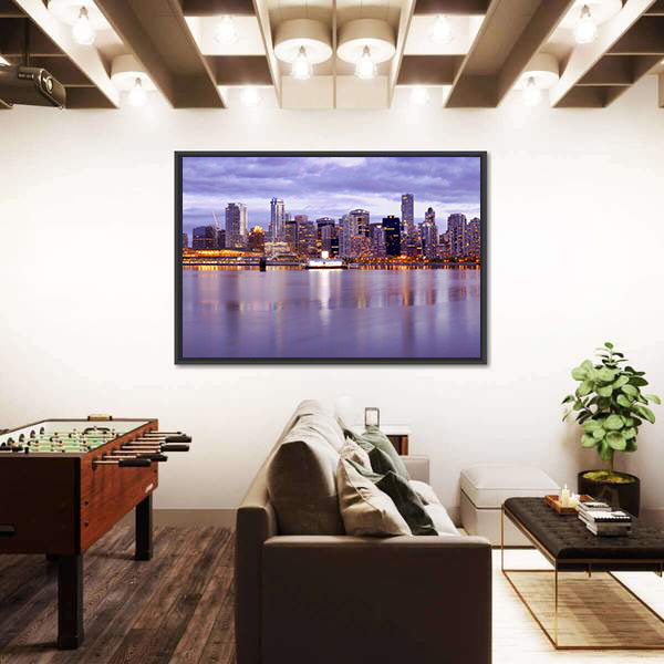 Vancouver Skyline In Canada Canvas Wall Art