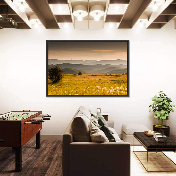 Golden Meadow and Rolling Hills Canvas Wall Art