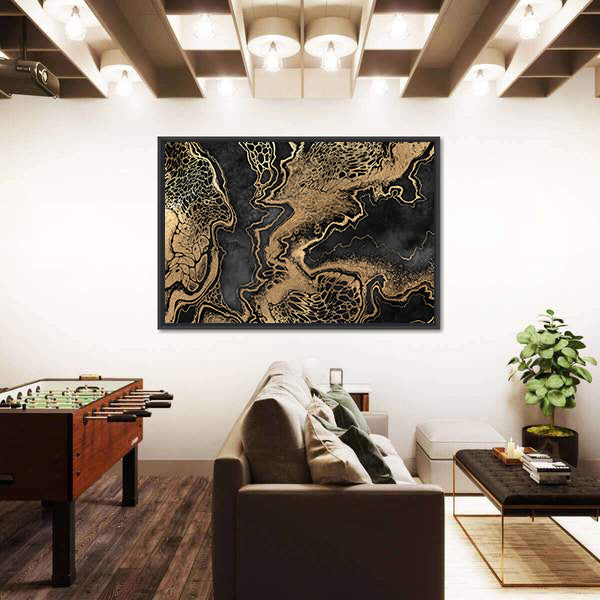 Gold Veined Marble Texture Canvas Wall Art