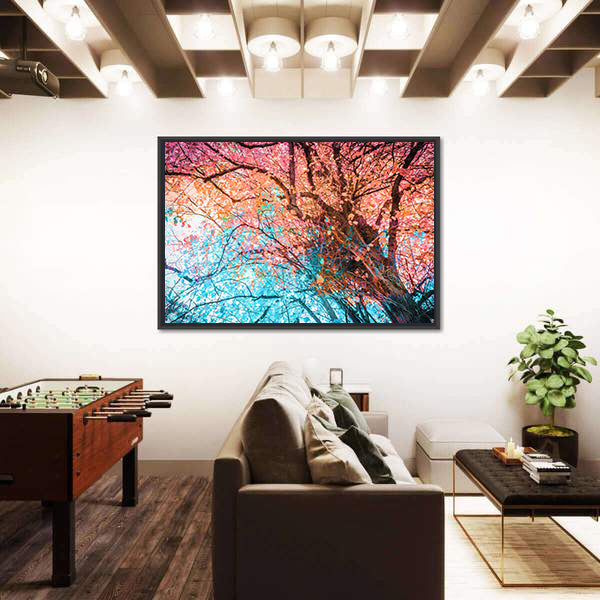 Looking Up Through Colorful Autumn Canopy Canvas Wall Art