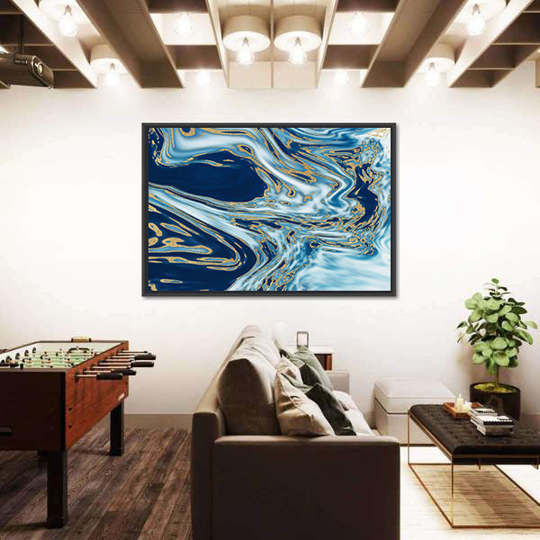 Liquid Marble with Gold Veins Canvas Wall Art
