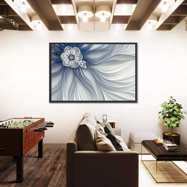 Blue Jeweled Fractal Flower Canvas Wall Art