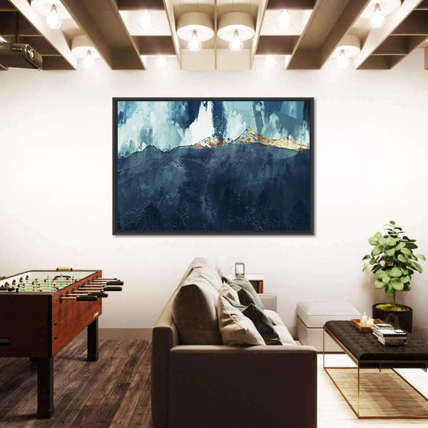 Abstract Mountain Range at Golden Dusk Canvas Wall Art