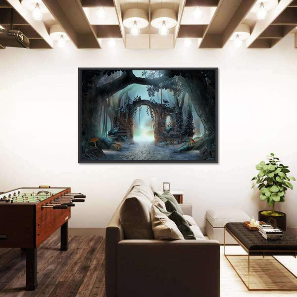 Archway In An Enchanted Fairy Forest Canvas Wall Art