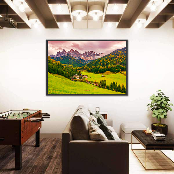 Santa Maddalena Village at Autumn Twilight Canvas Wall Art