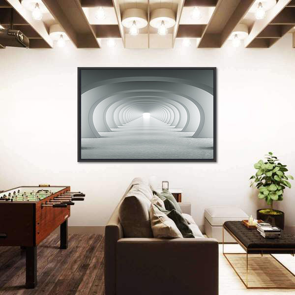 3d White Arch Tunnel Canvas Wall Art