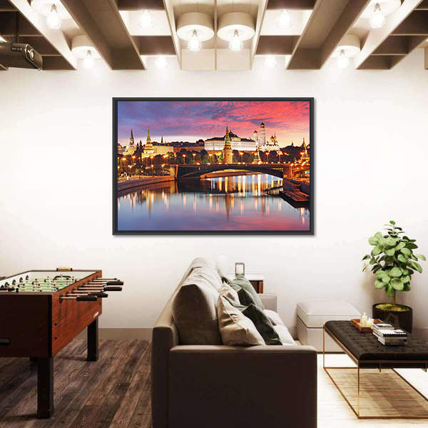 Moscow City Skyline At Sunset Canvas Wall Art