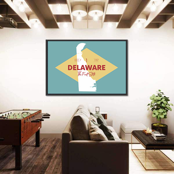 Vintage Delaware Map Canvas Wall Art