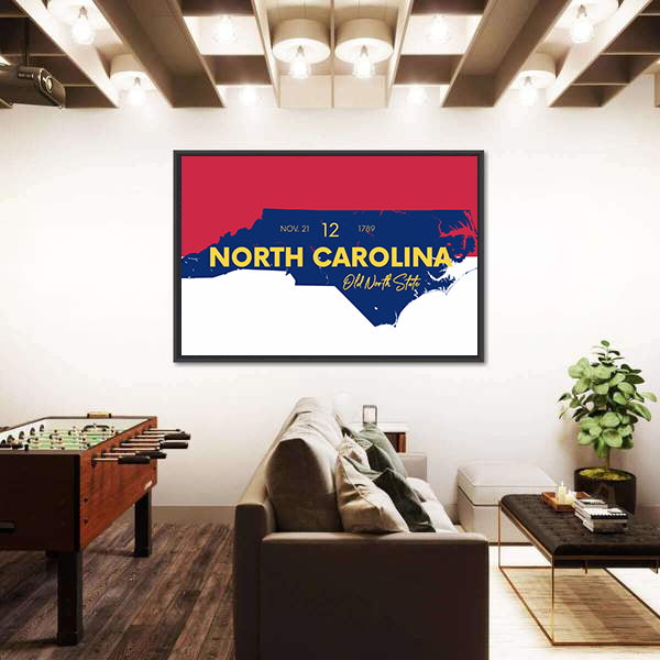 North Carolina State Map Canvas Wall Art