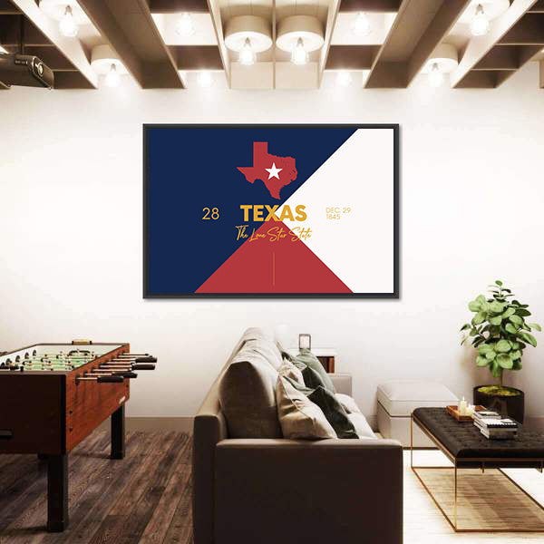 Texas Map with Lone Star Canvas Wall Art
