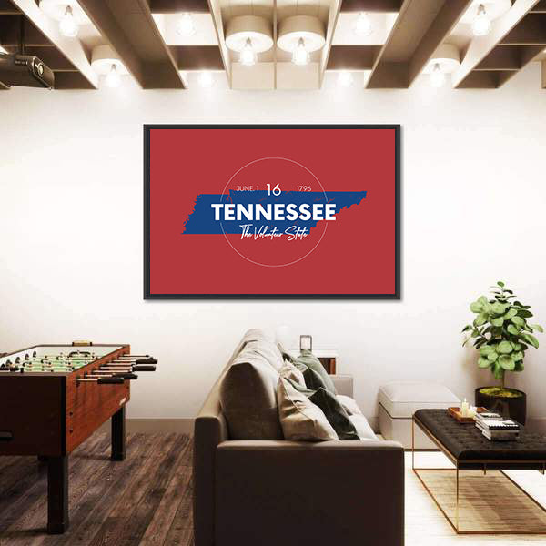 Tennessee State Map with Typography Canvas Wall Art