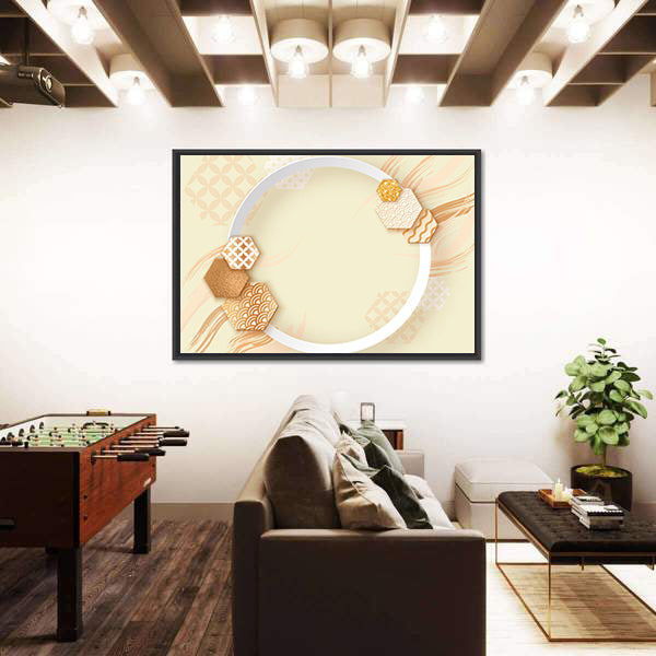 Zen Gold Circle with Pattern Canvas Wall Art