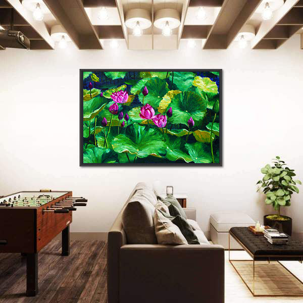 Lotus Flowers Oil Painting Canvas Wall Art