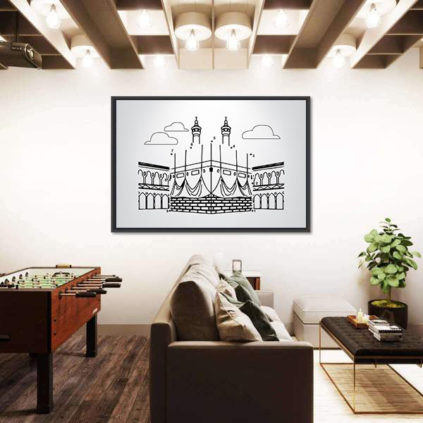 Kaaba Numbered Dot Puzzle Illustration Canvas Wall Art